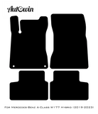 Black Leather Floor Mats For Mercedes Benz A-Class W177 Hybrid (2019-2023) | ER56 Design - AutoWin