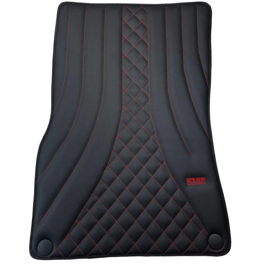Black Leather Floor Mats For Mercedes Benz C-Class W204 Sedan (2007-2014) | ER56 Design - AutoWin