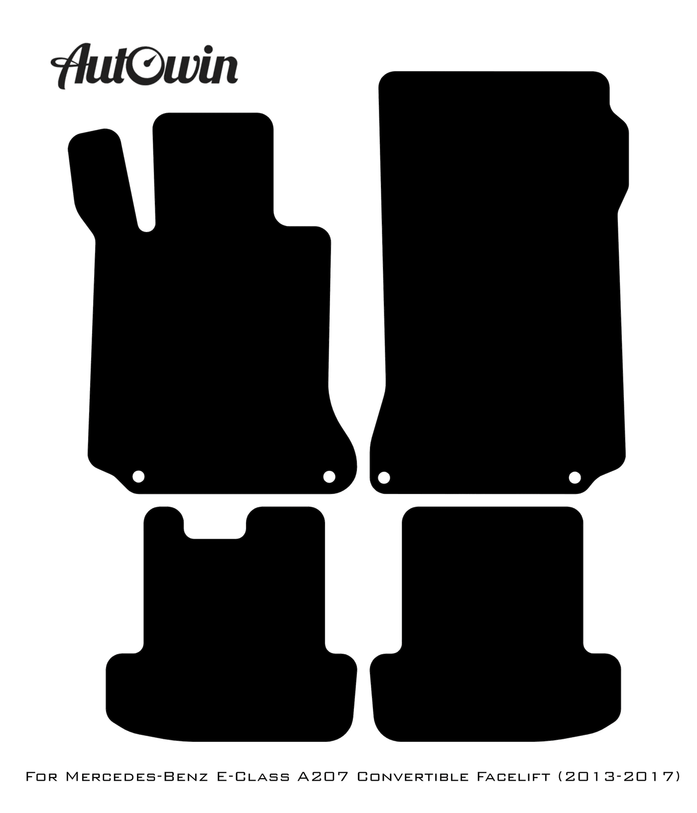 Black Leather Floor Mats For Mercedes Benz E-Class A207 Convertible Facelift (2013-2017) | ER56 Design - AutoWin