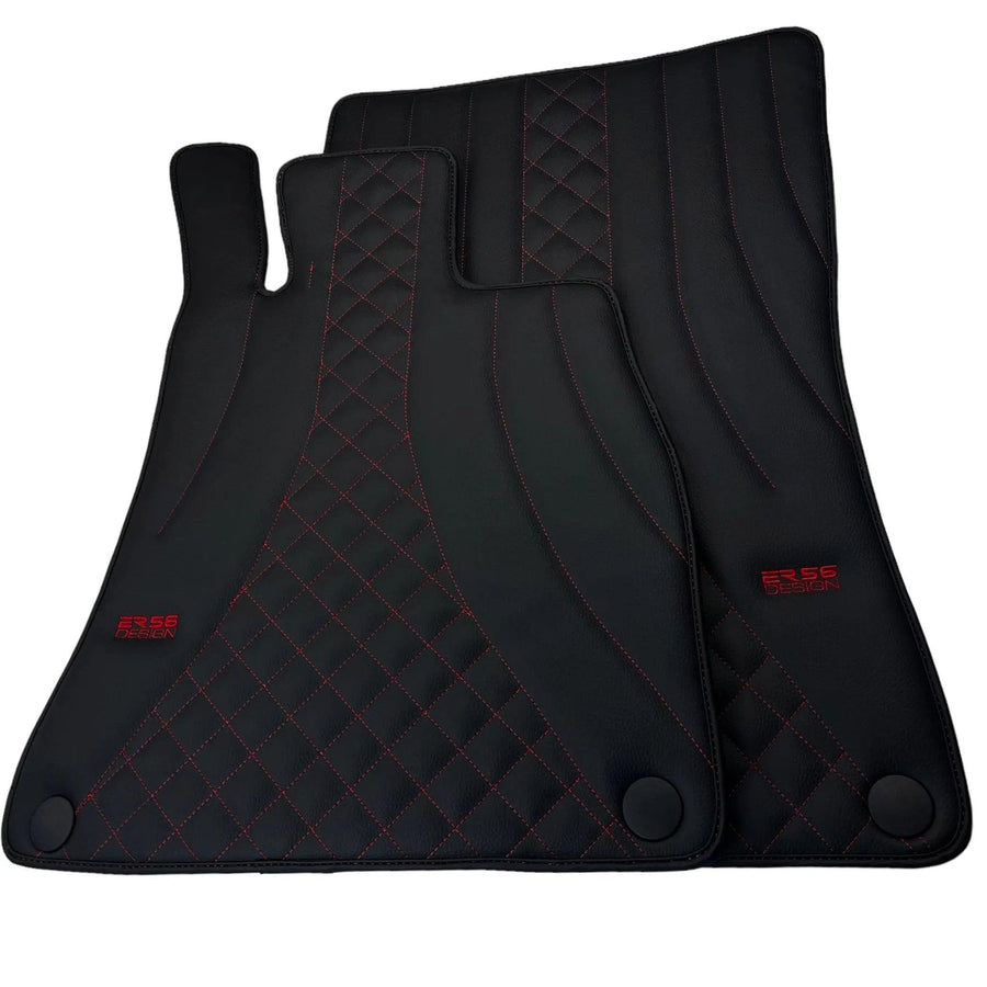 Black Leather Floor Mats For Mercedes Benz E-Class S213 Estate (2016-2020) | ER56 Design - AutoWin