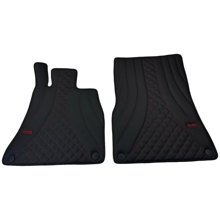 Black Leather Floor Mats For Mercedes Benz E-Class S213 Estate (2016-2020) | ER56 Design - AutoWin
