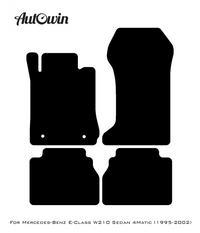 Black Leather Floor Mats For Mercedes Benz E-Class W210 Sedan 4Matic (1995-2002) | ER56 Design - AutoWin