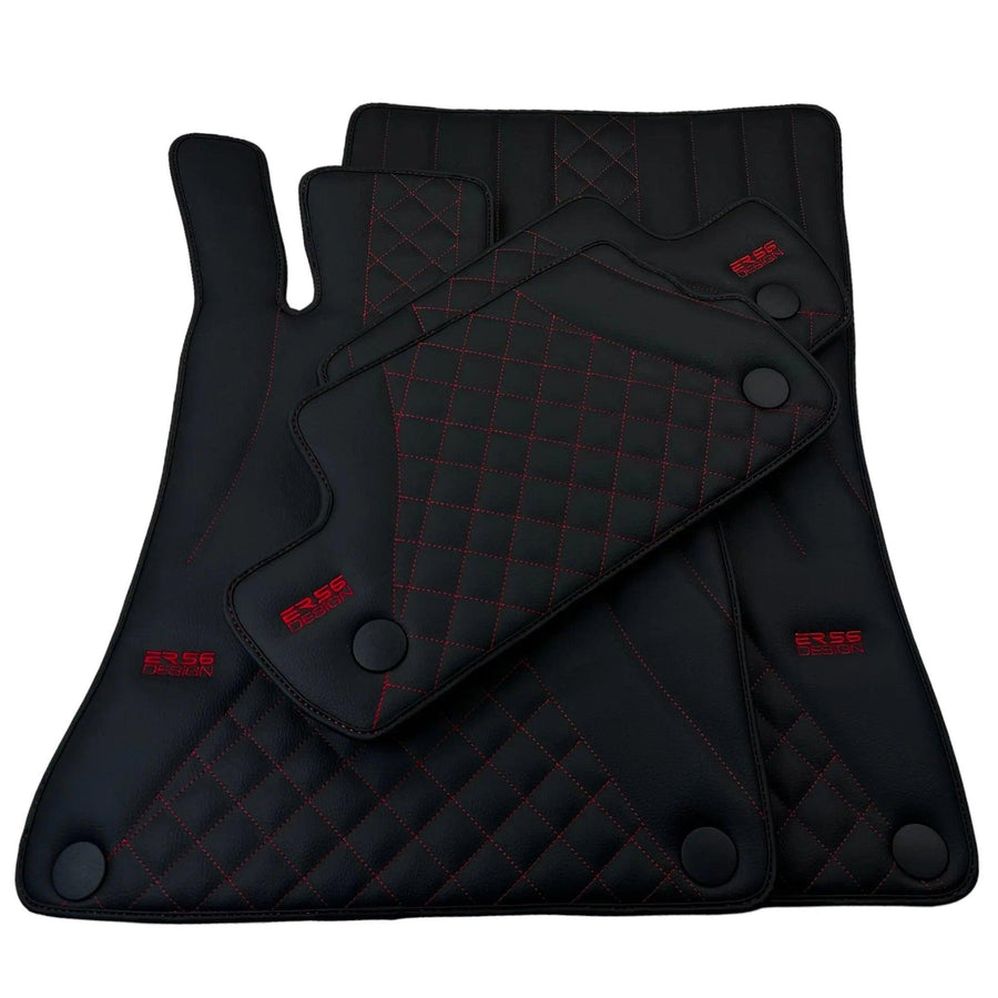 Black Leather Floor Mats For Mercedes Benz E-Class W214 Sedan (2023-2024) | ER56 Design - AutoWin