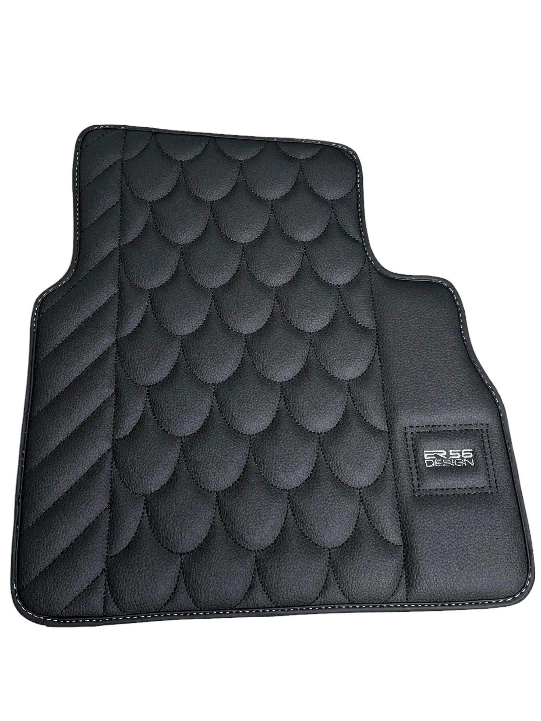 Black Leather Floor Mats For Mercedes-Benz G Class W461 (1979-2008) ER56 Design - AutoWin