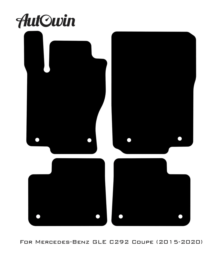 Black Leather Floor Mats For Mercedes Benz GLE-Class C292 Coupe (2015-2020) | ER56 Design - AutoWin