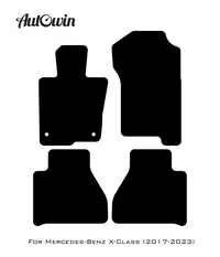 Black Leather Floor Mats For Mercedes Benz X-Class W470 (2017-2023) | ER56 Design - AutoWin