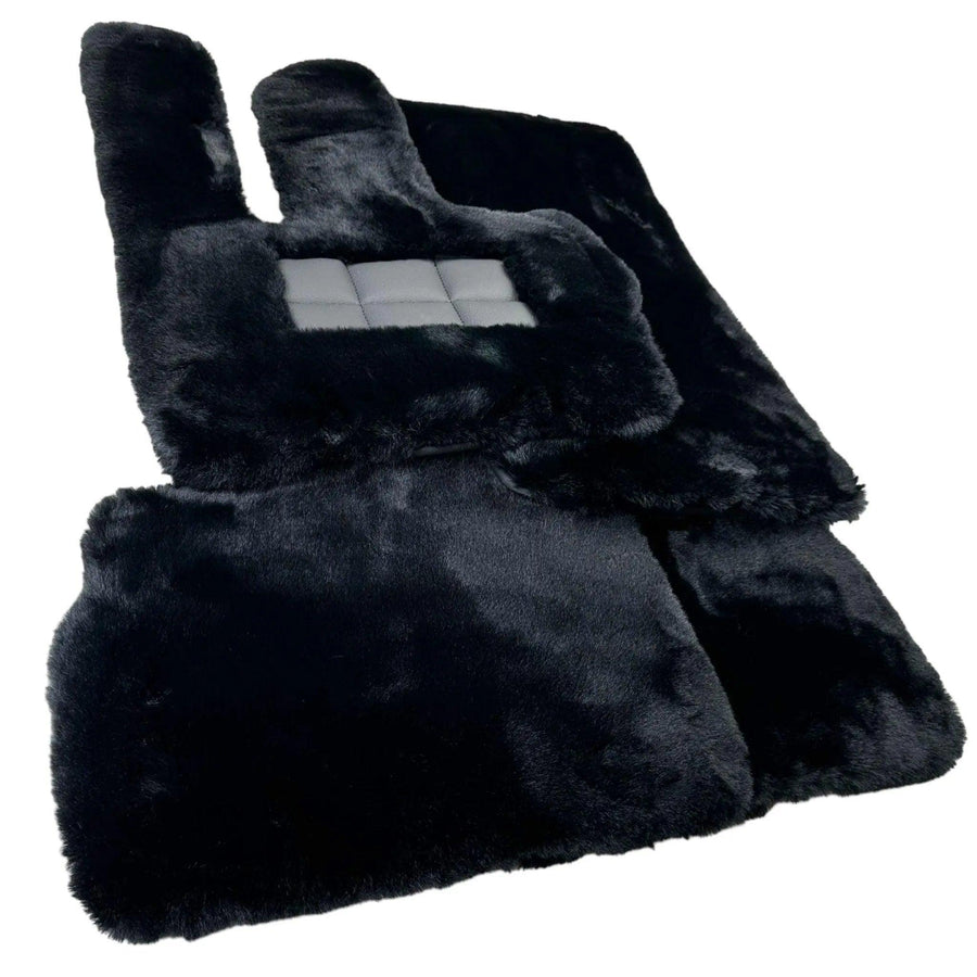 Black Sheepskin Floor Mats For Mercedes Benz A-Class W177 Hybrid (2019-2023) | ER56 Design - AutoWin
