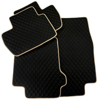 Black Stitched Leather Floor Mats for Maserati GranCabrio MC (2013-2019) | Beige Trim - AutoWin