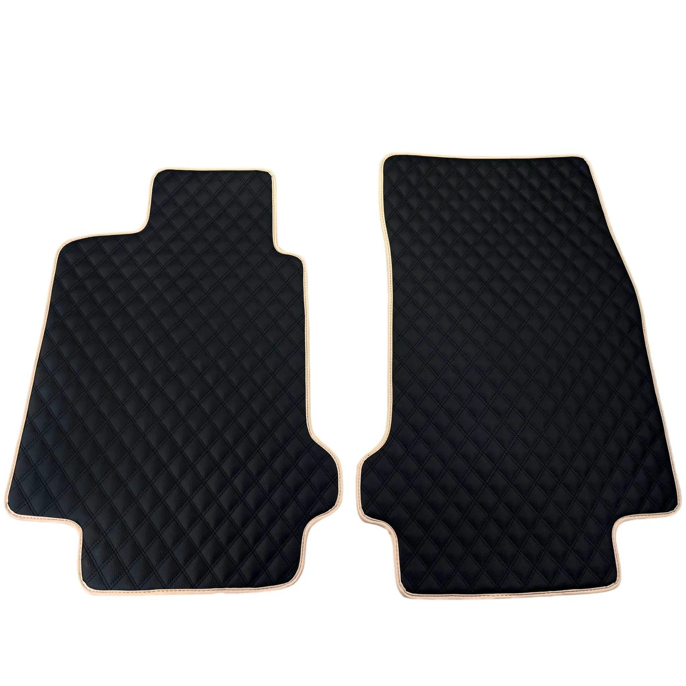Black Stitched Leather Floor Mats for Maserati GranCabrio MC (2013-2019) | Beige Trim - AutoWin