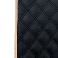 Black Stitched Leather Floor Mats for Maserati GranCabrio MC (2013-2019) | Beige Trim - AutoWin