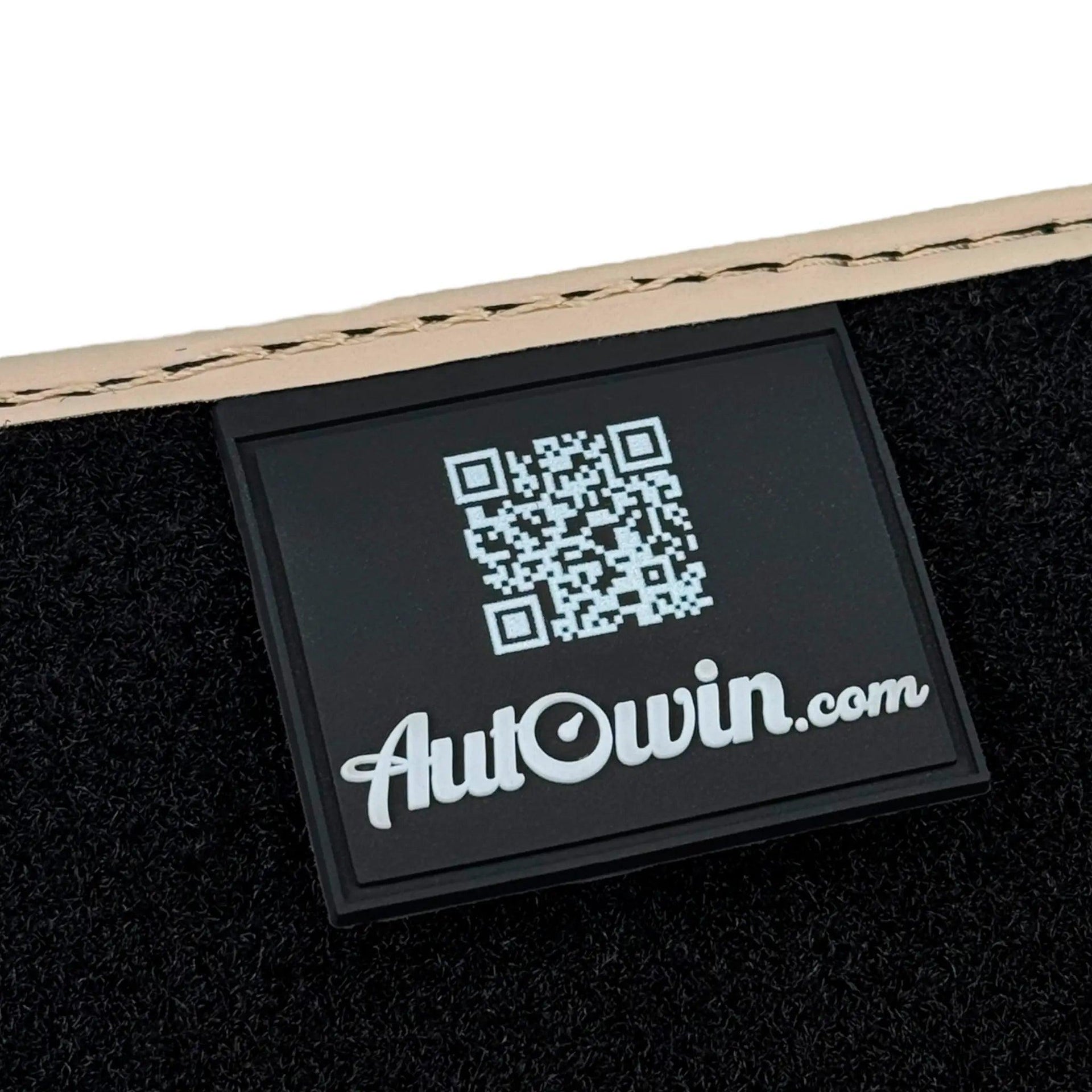 Black Stitched Leather Floor Mats for Maserati GranCabrio MC (2013-2019) | Beige Trim - AutoWin