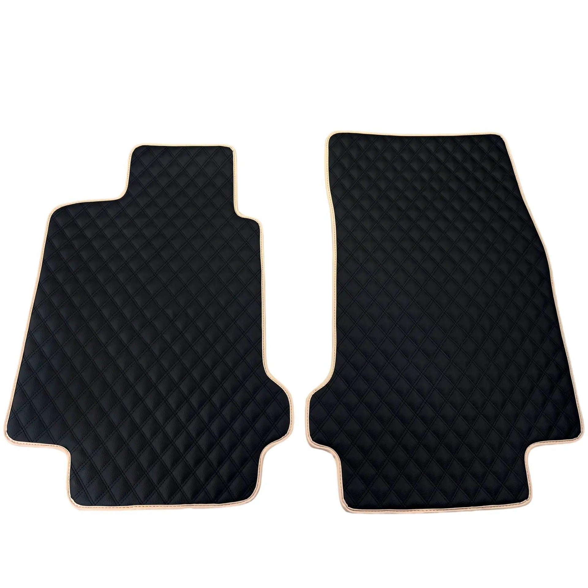 Black Stitched Leather Floor Mats for Maserati GranCabrio Sport (2011-2019) | Beige Trim - AutoWin