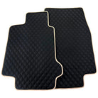 Black Stitched Leather Floor Mats for Maserati GranCabrio Sport (2011-2019) | Beige Trim - AutoWin