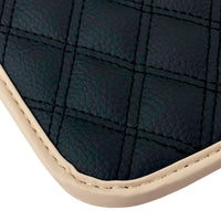 Black Stitched Leather Floor Mats for Maserati GranCabrio Sport (2011-2019) | Beige Trim - AutoWin