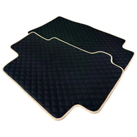 Black Stitched Leather Floor Mats for Maserati GranTurismo Sport (2012-2019) | Beige Trim - AutoWin