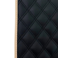 Black Stitched Leather Floor Mats for Maserati GranTurismo Sportline (2009-2019) | Beige Trim - AutoWin