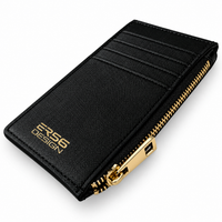 Schwarzer Leder ER56 Design Kartenhalter mit goldenem Logo