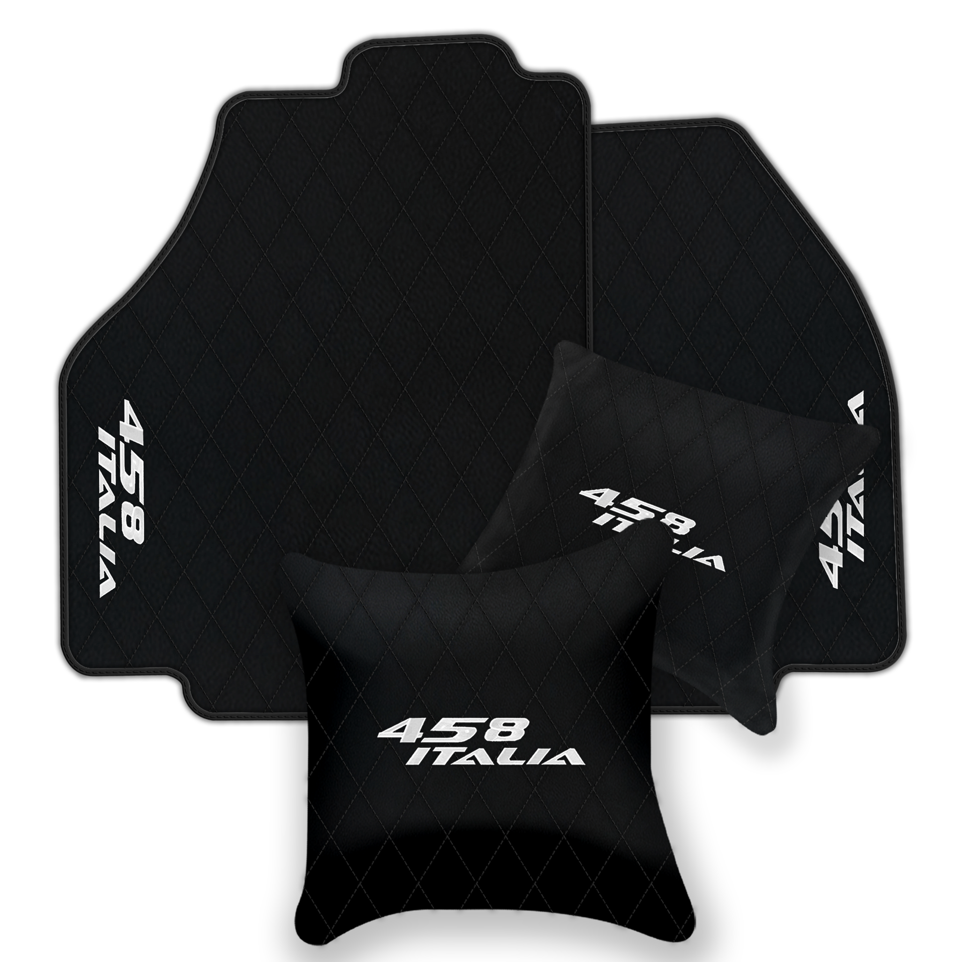 Premium Black Leather Floor Mats for Ferrari 458 Spider (2012-2015)