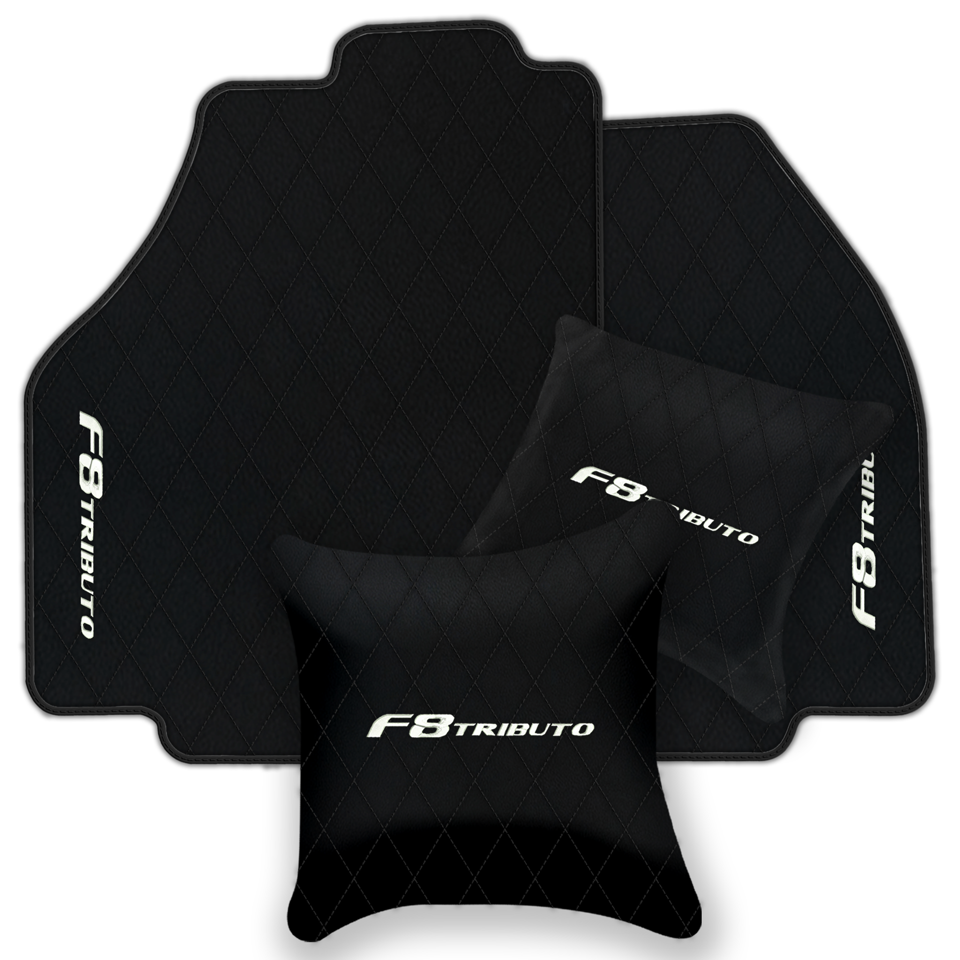 Premium Black Leather Floor Mats for Ferrari F8 Spider (2019-2023)