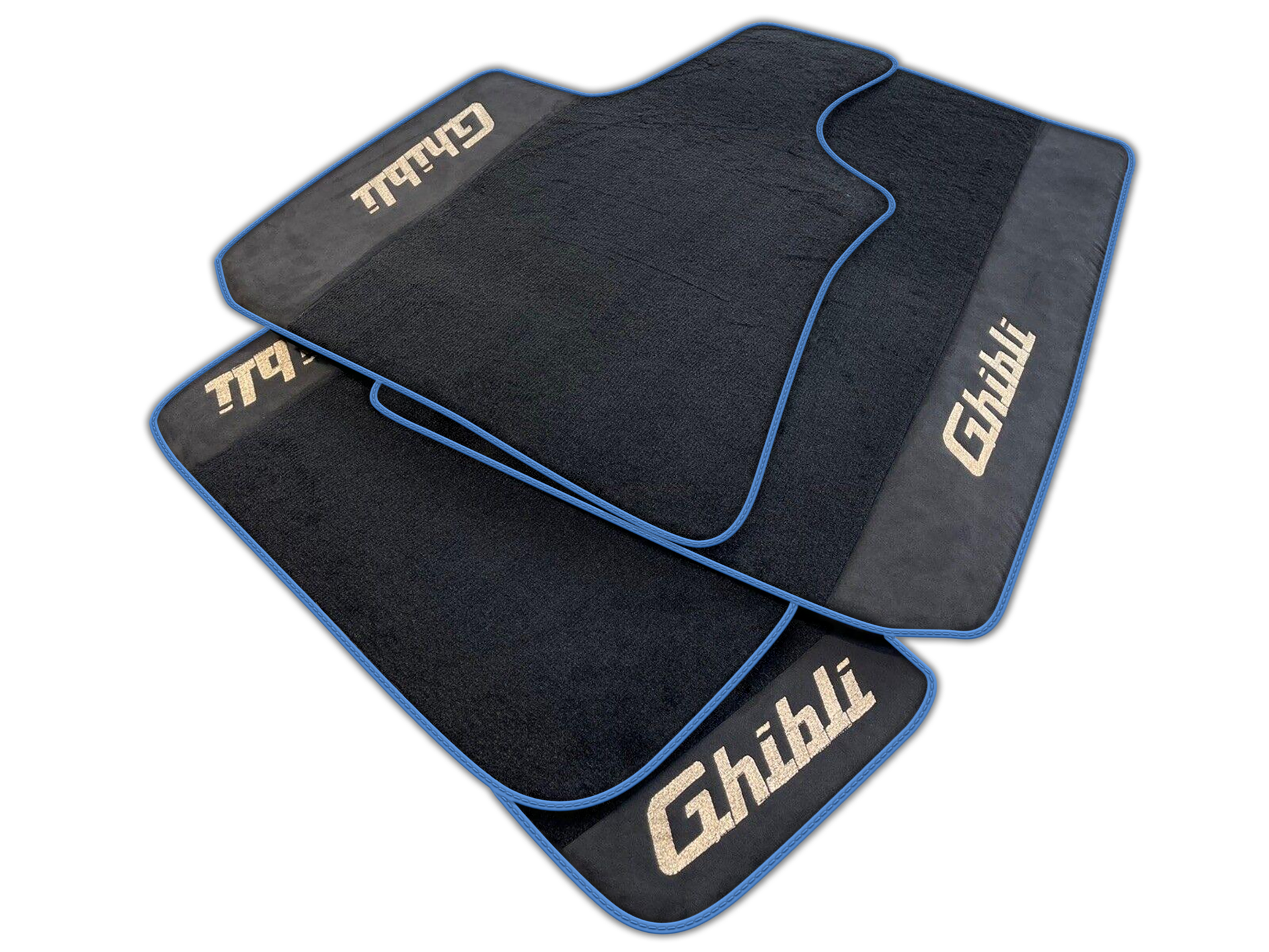 Black Floor Mats For Maserati Ghibli (2013-2022) with Alcantara Leather