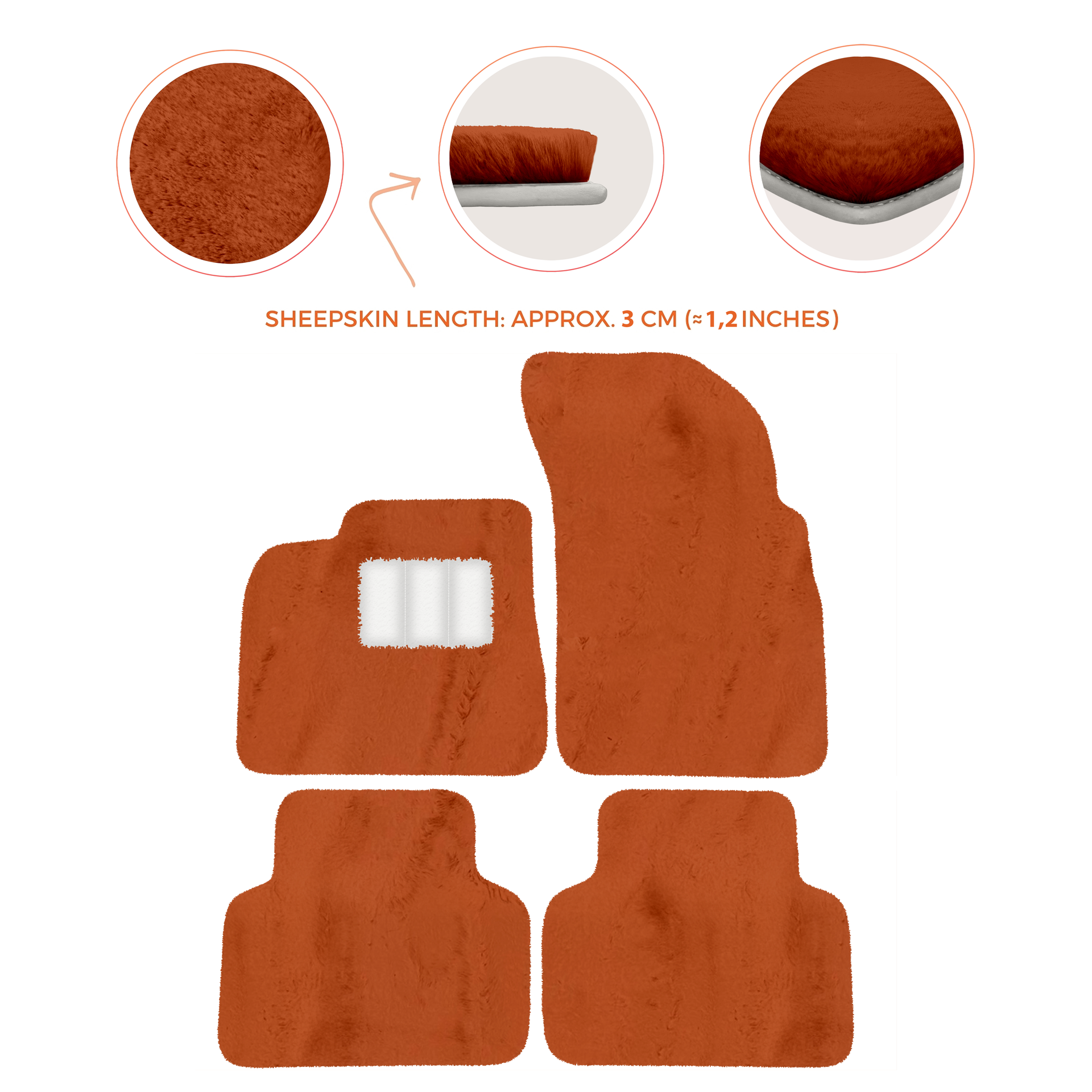 Premium Sheepskin Floor Mats for Lamborghini Countach 1974-1990