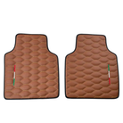 Brown Leather Viper Hex Pattern Floor Mats for Ferrari Purosangue (2023-2024) with Italian Flag