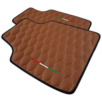 Brown Leather Viper Hex Pattern Floor Mats for Ferrari Purosangue (2023-2024) with Italian Flag