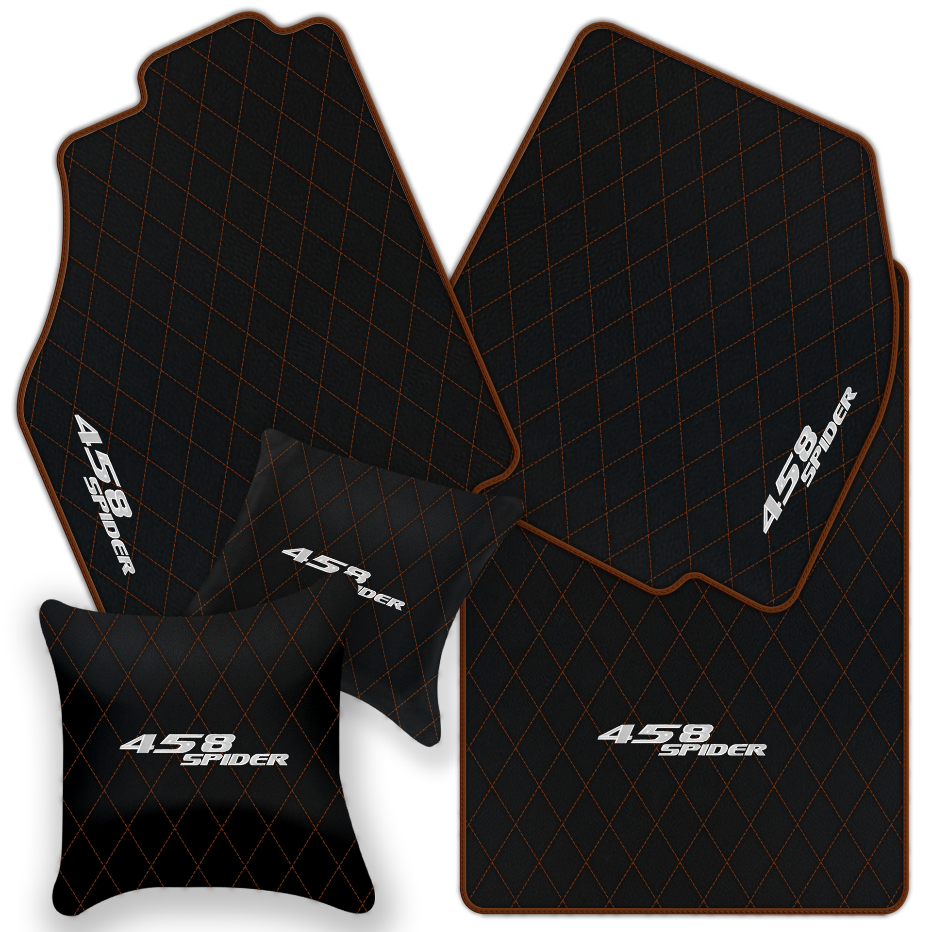 Black Leather Floor Mats for Ferrari 458 Spider (2012-2015) | Custom