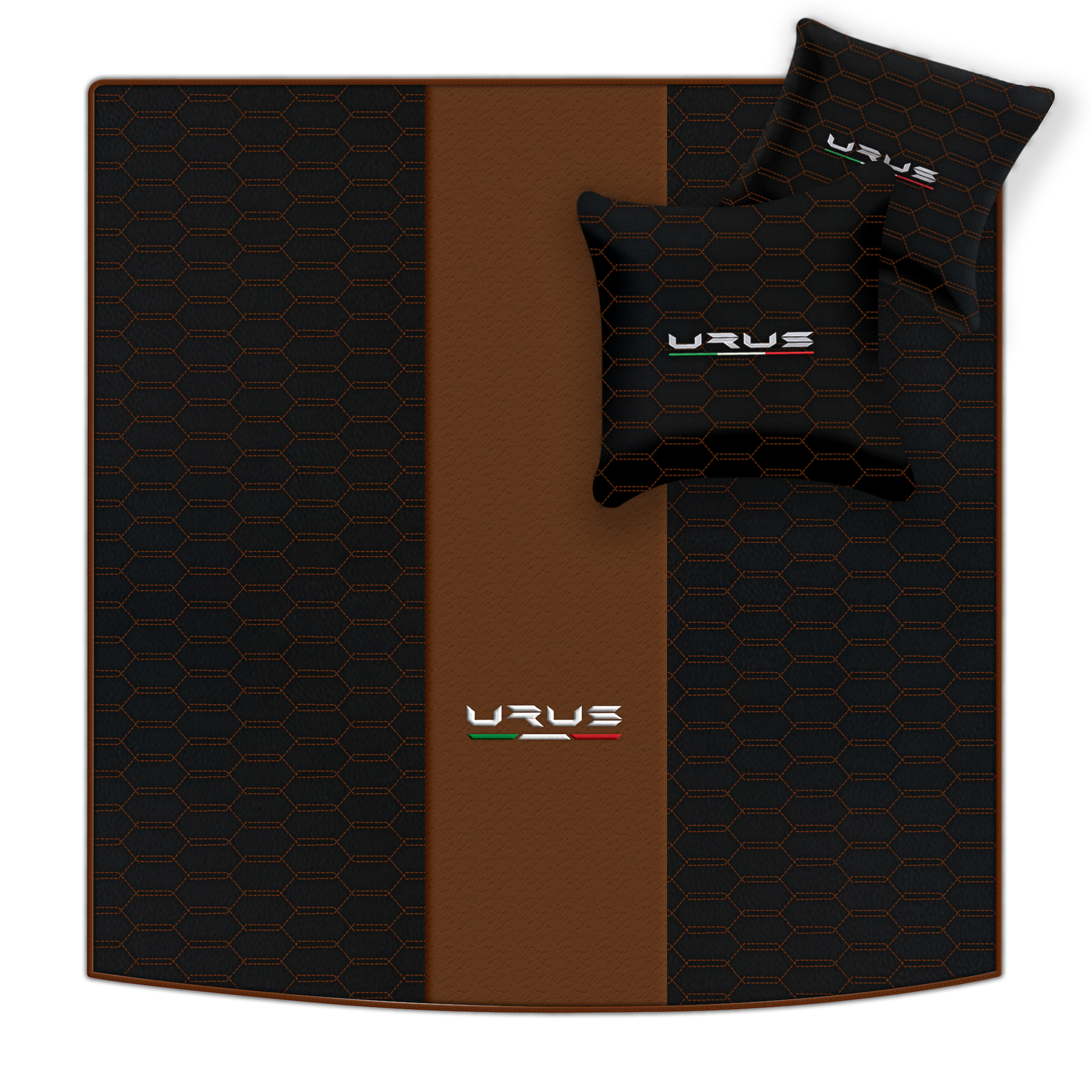 Tapis de voiture beige pour Lamborghini Urus Performante en cuir carboné - AutoWin.EU
