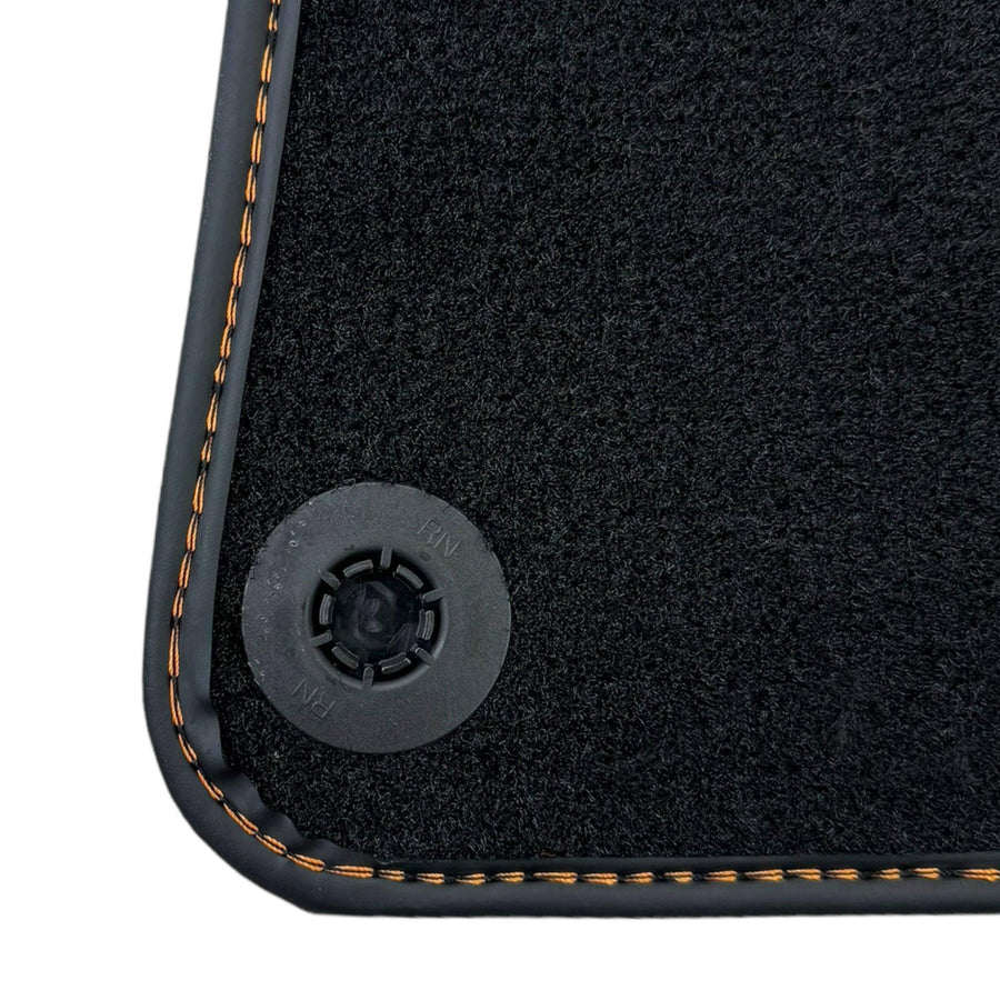 Black Floor Mats for McLaren 720S (2017-2021) with Orange Leather - AutoWin