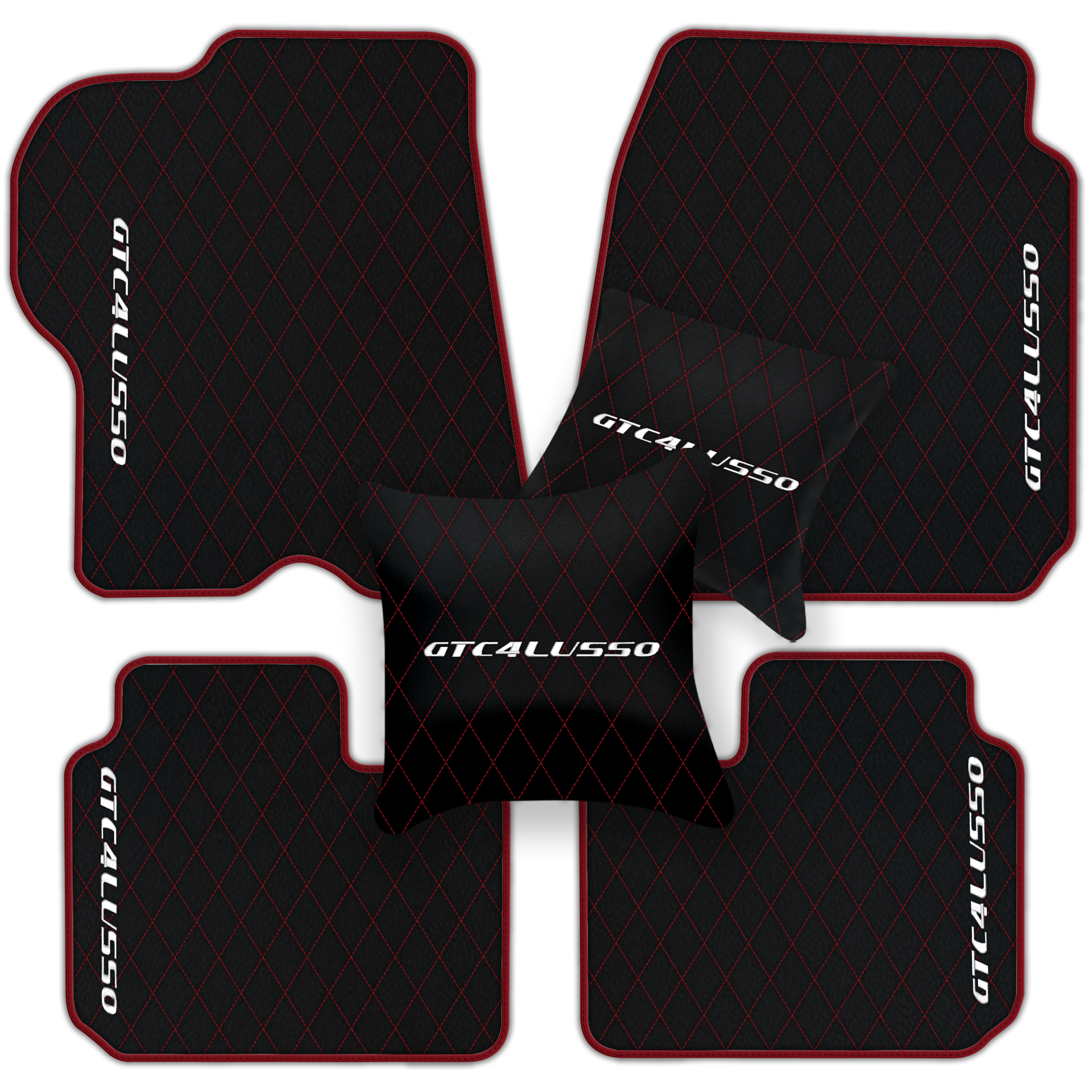 Luxury Black Leather Floor Mats for Ferrari Roma (2021-2024)