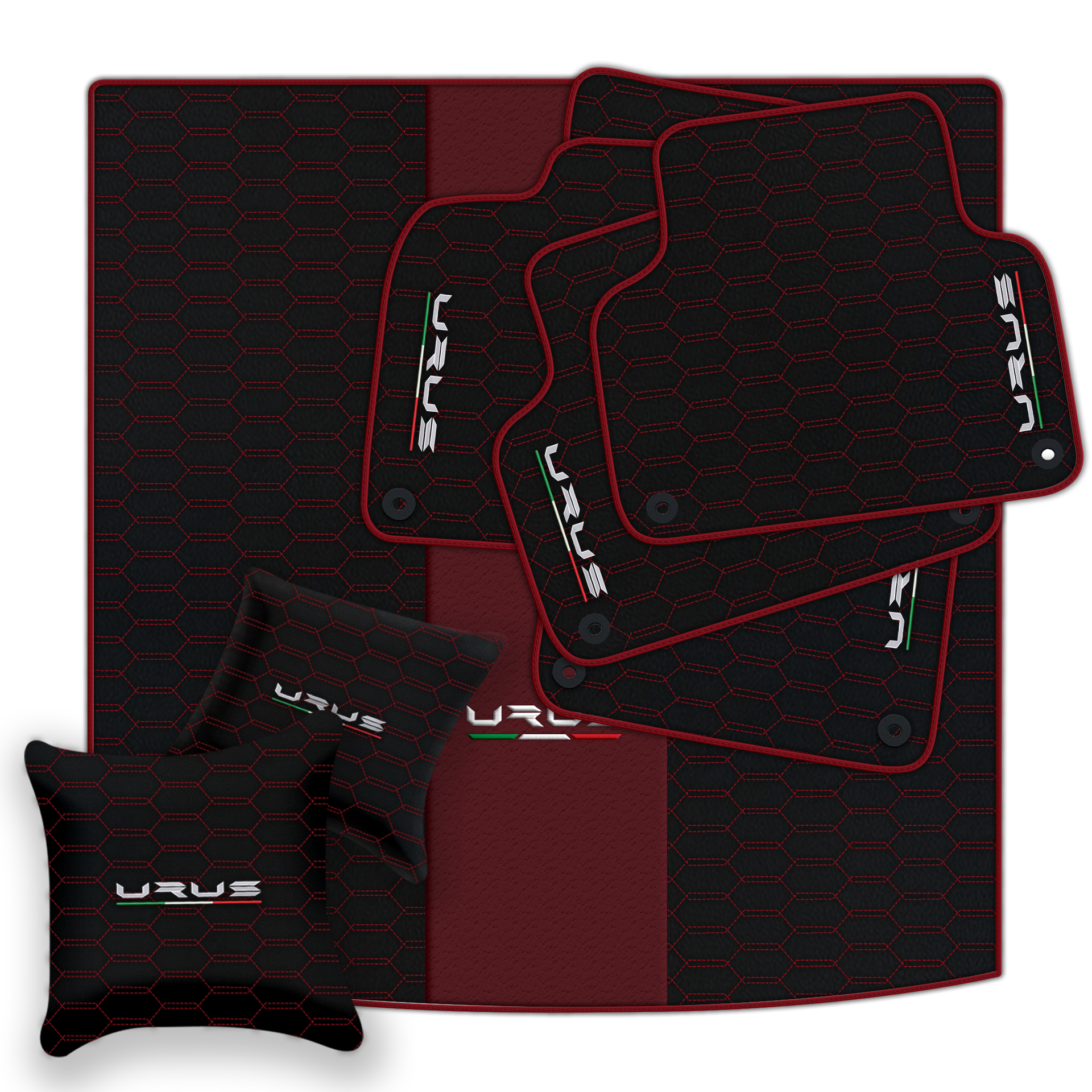 Tapis de voiture beige pour Lamborghini Urus Performante en cuir carboné - AutoWin.EU