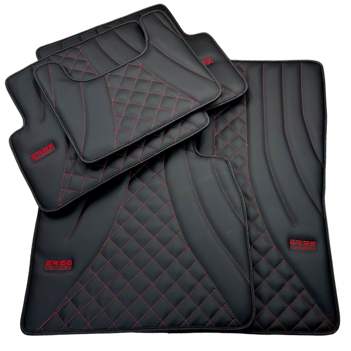 Black Leather Floor Mats for Mercedes-Benz G Class W463 (2008-2018) ER56 Design - AutoWin
