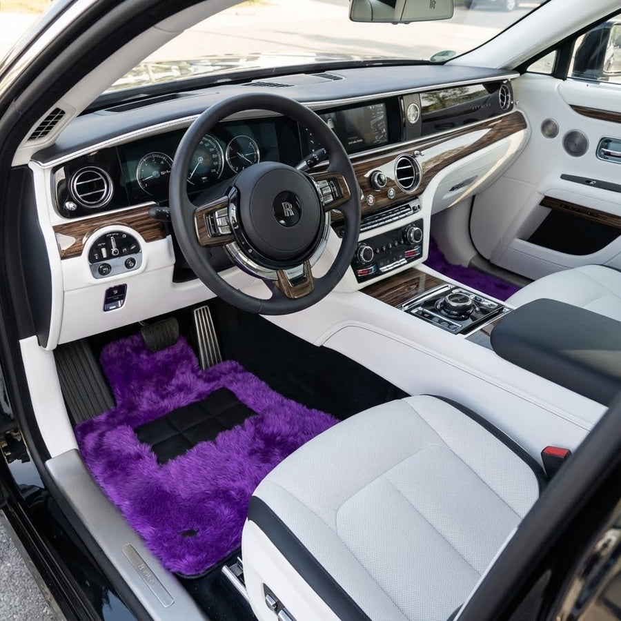 Tapis de voiture en peau de mouton violette pour Rolls-Royce Spectre (2023-2024)