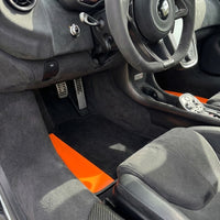 Black Floor Mats for McLaren 600 LT (2018-2020) with Orange Leather