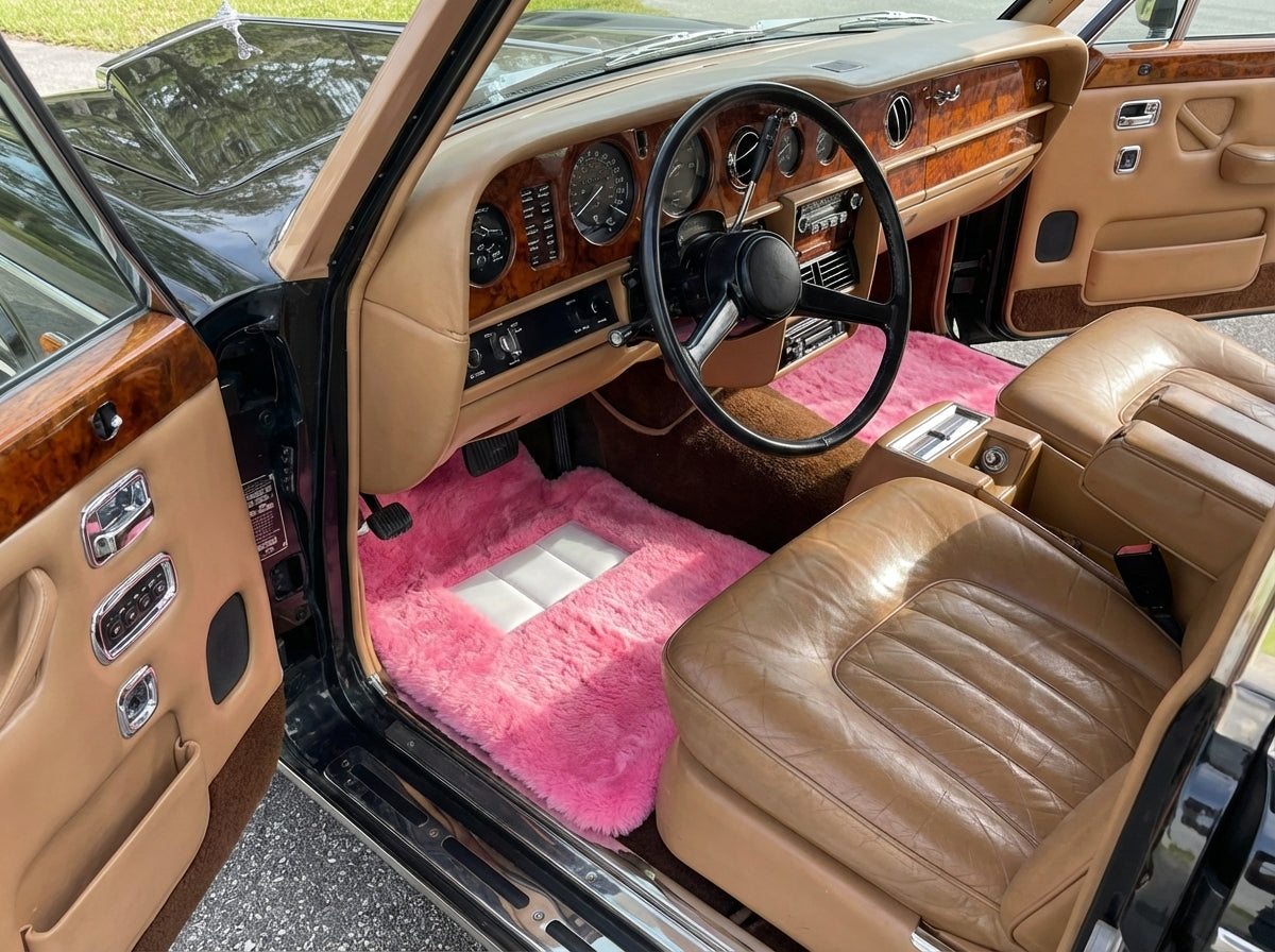 Tapis de voiture en peau de mouton rose pour Rolls Royce Wraith 2013–2023 Design Er56