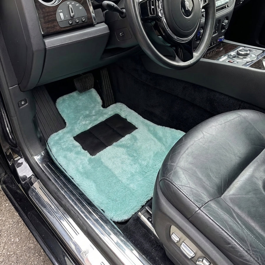Tapis de voiture en peau de mouton bleu Tiffany pour Rolls