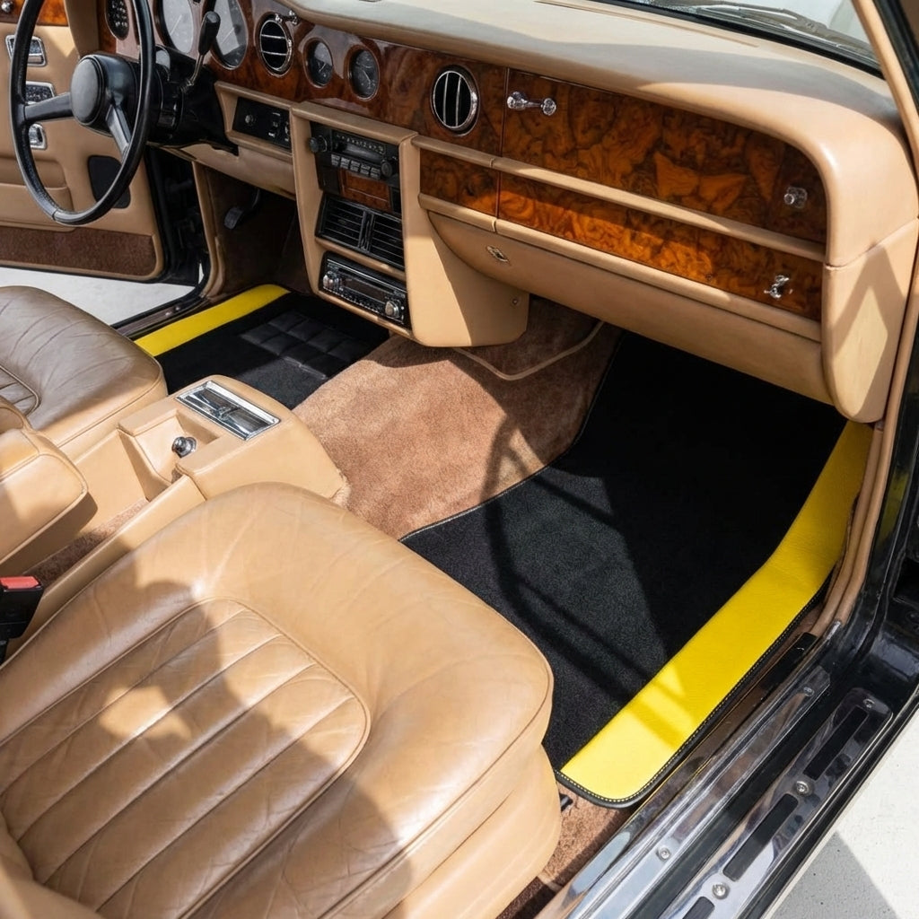Custom Floor Mats for Rolls Royce Wraith (2013–2023) with Yellow Leather