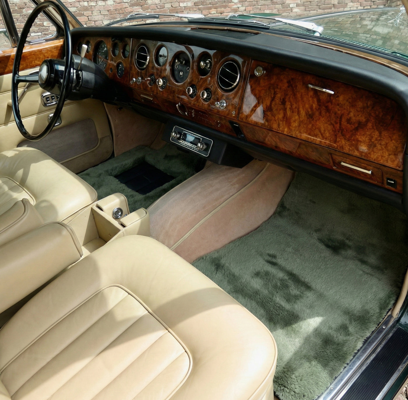 Tapis de voiture en peau de mouton vert clair pour Rolls-Royce Shadow (1965-1977)