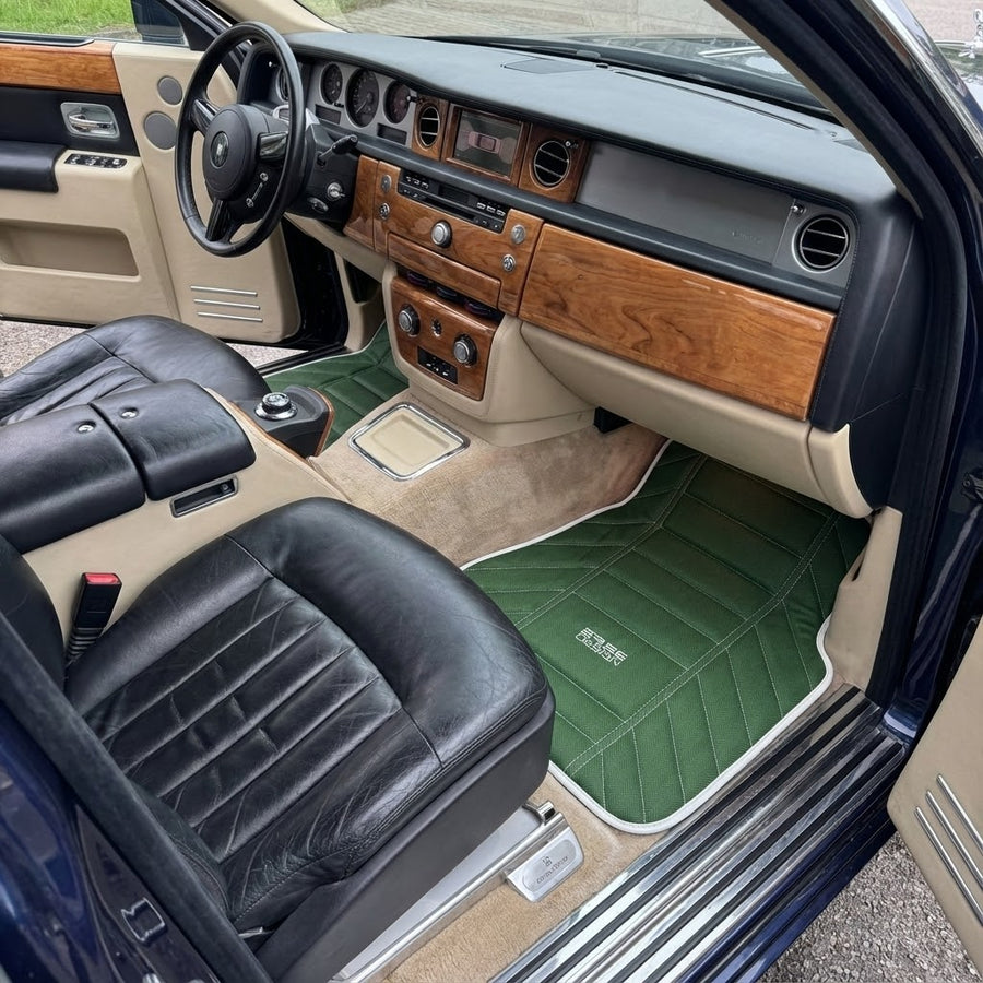 Tapis de voiture en cuir vert pour Rolls Royce Black Badge Phantom 2003–2016