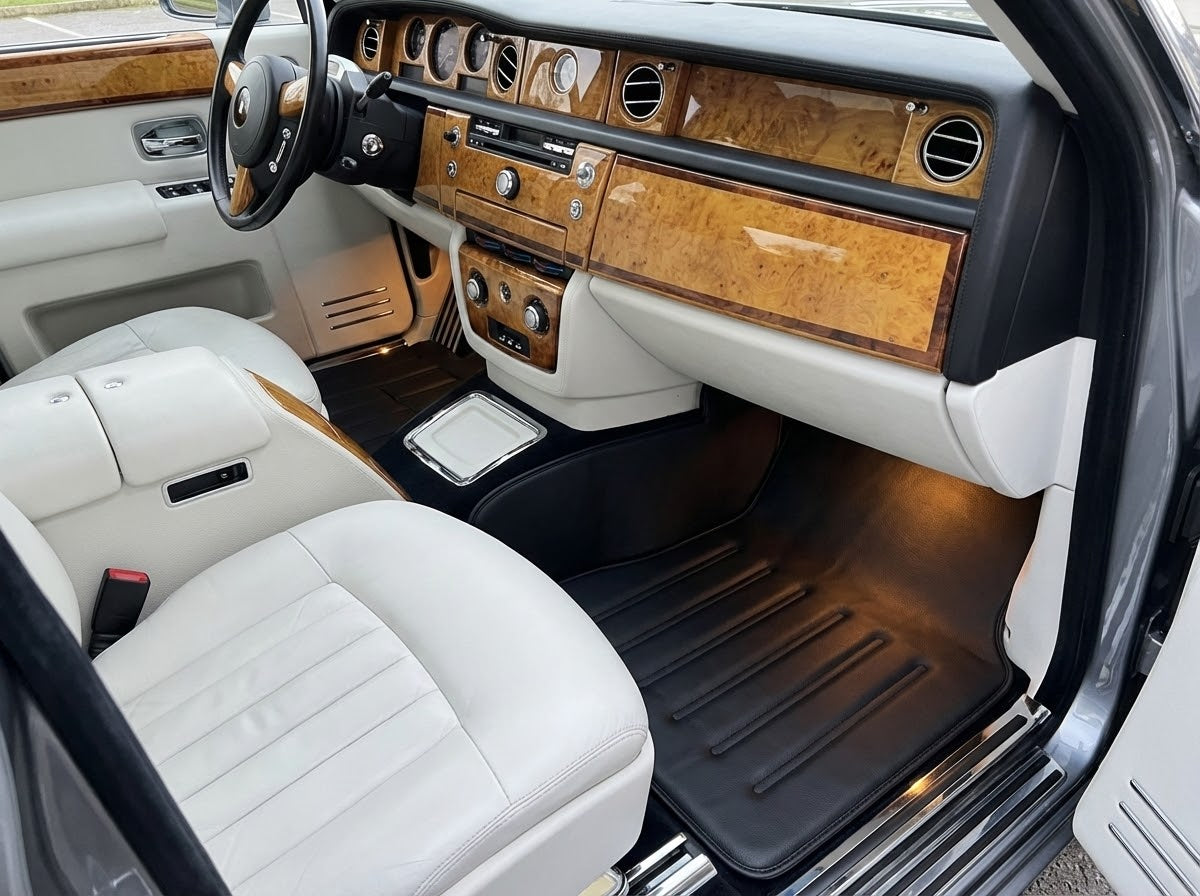 Leather Floor Mats For Rolls Royce Black Badge Phantom 2003–2016 Black