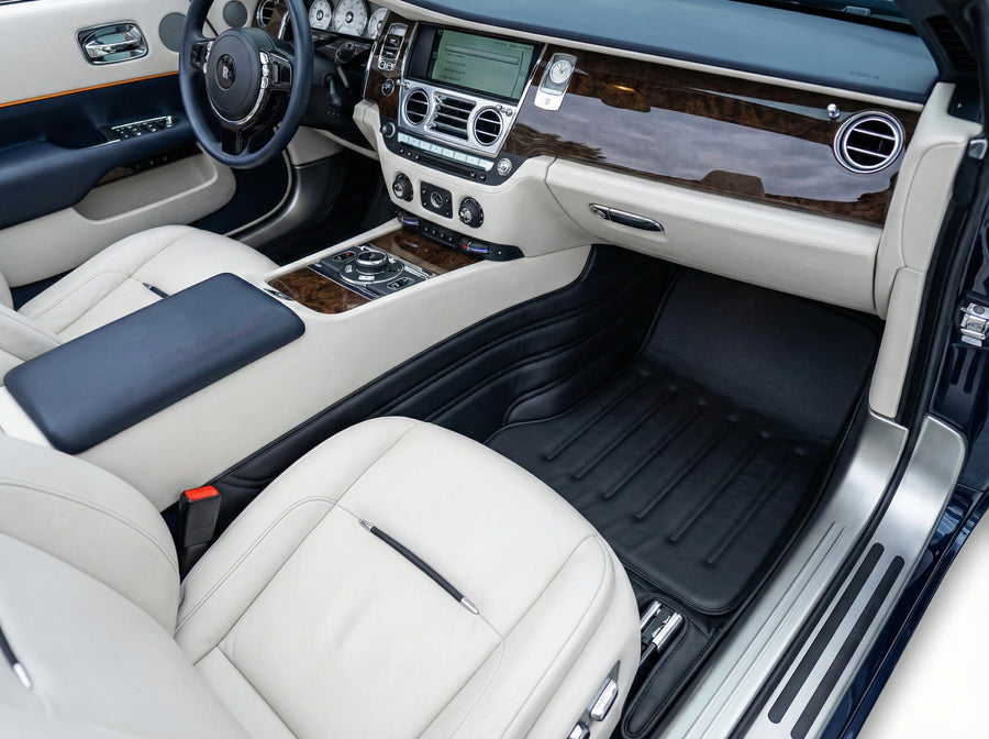 Tapis de voiture en cuir pour Rolls Royce Black Badge Dawn Rr6 2016-2023 Noir