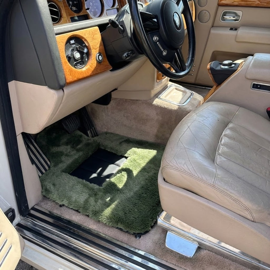 Tapis de voiture en peau de mouton vert clair pour Rolls-Royce Phantom Sedan (2003-2016)