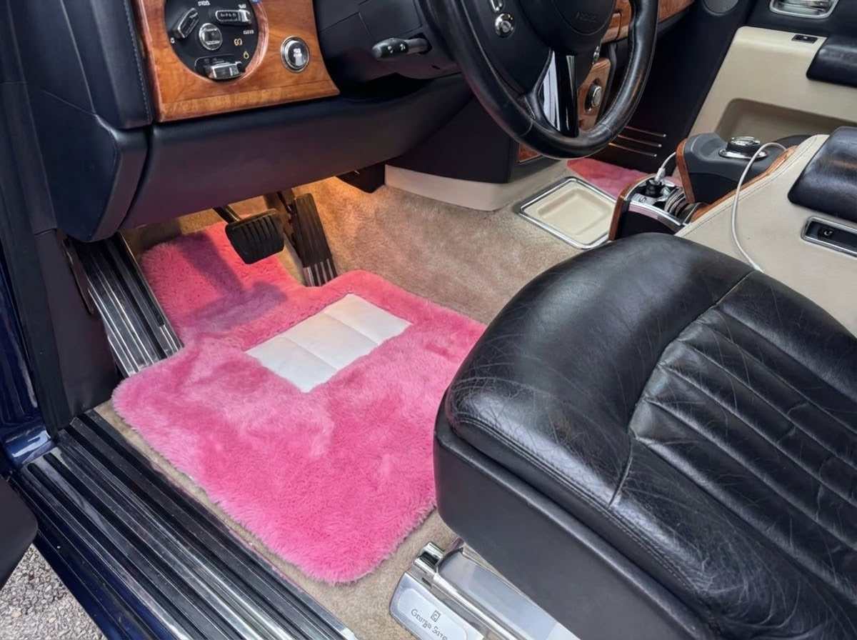 Tapis de voiture en peau de mouton rose pour Rolls Royce Phantom 2003–2016 de la marque Er56 Design