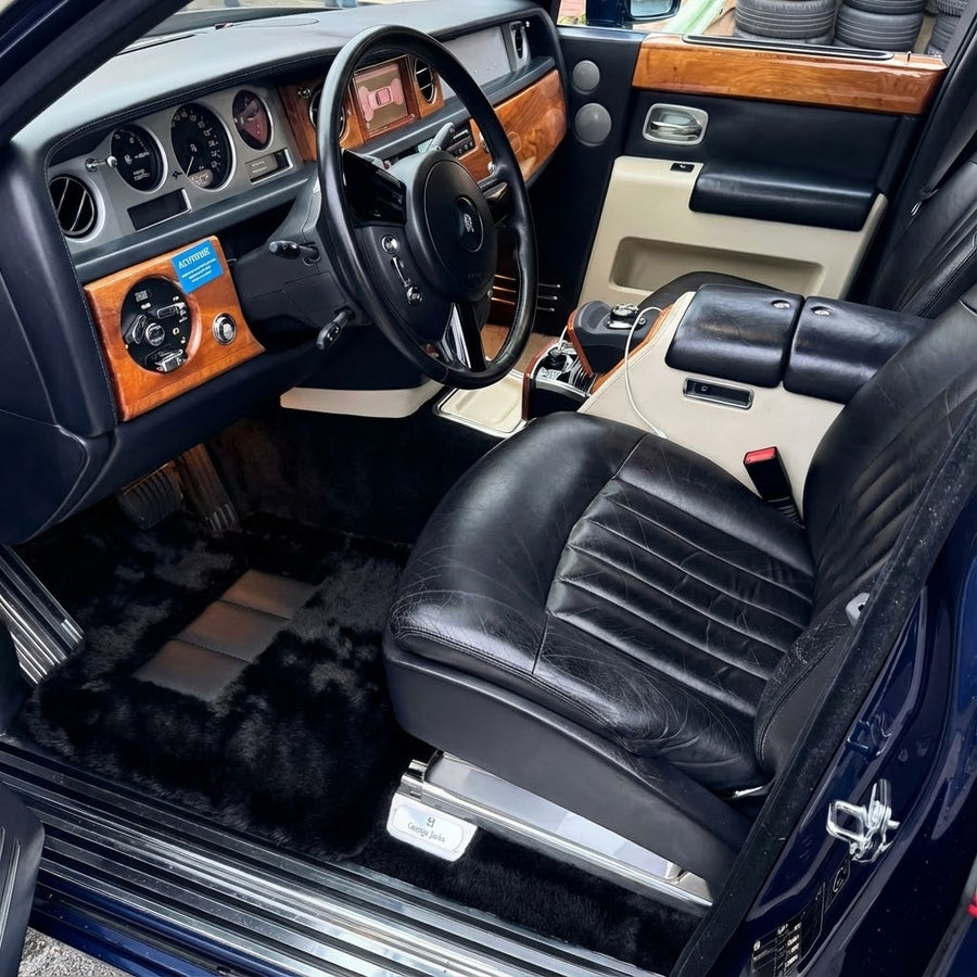 Schwarze Schaffell-Fußmatten für Rolls-Royce Phantom Sedan (2003-2016)