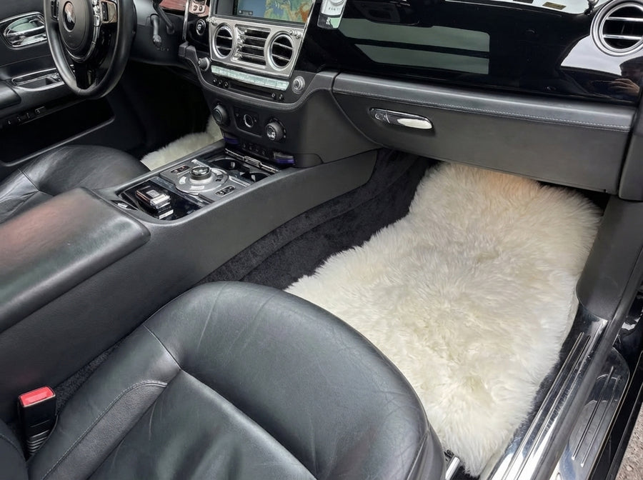 Tapis de voiture en peau de mouton blanche pour Rolls Royce Ghost Sedan 2010-2020 Design Er56