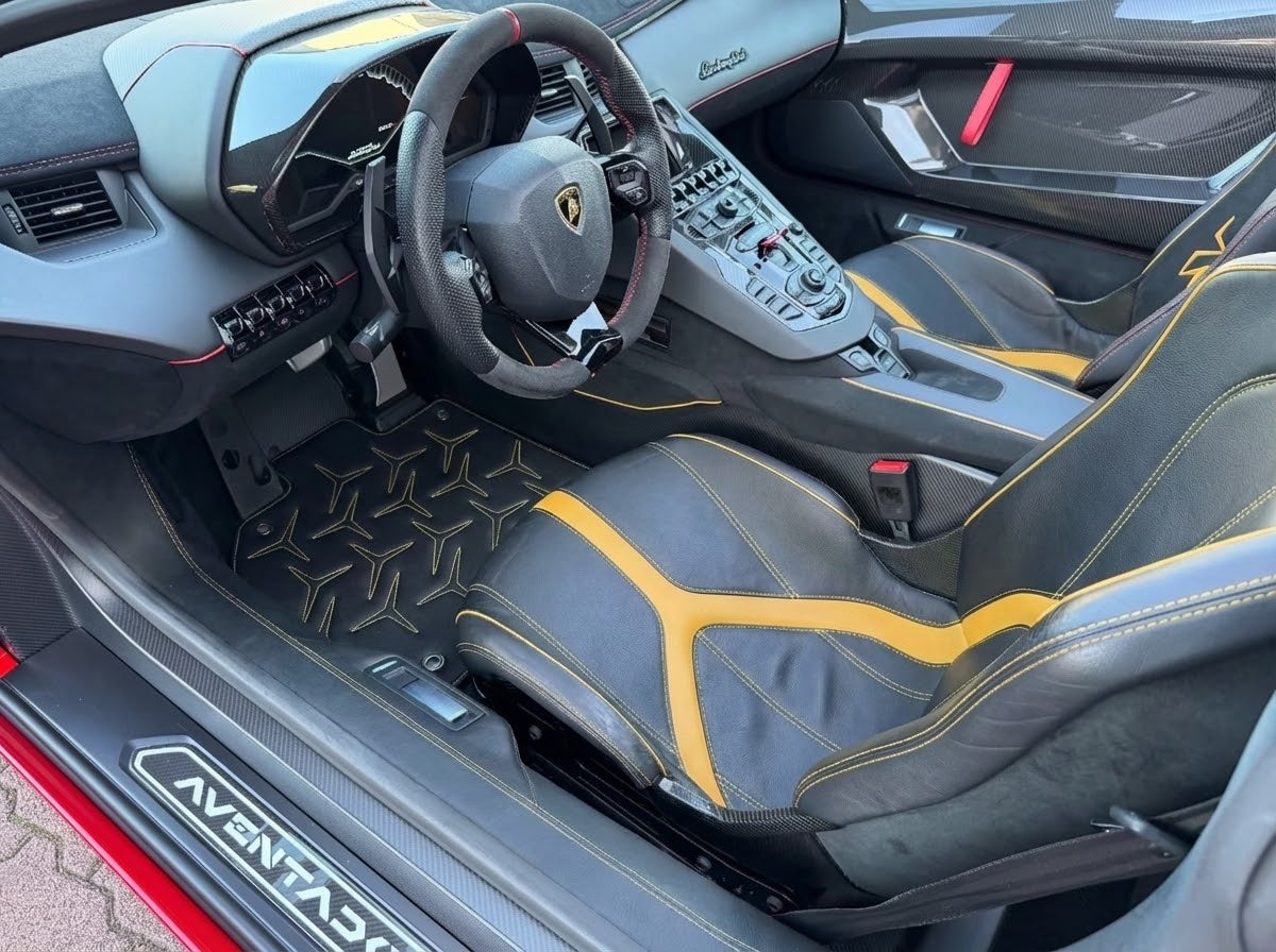 Interior look of floor mats for Lamborghini Aventador SV