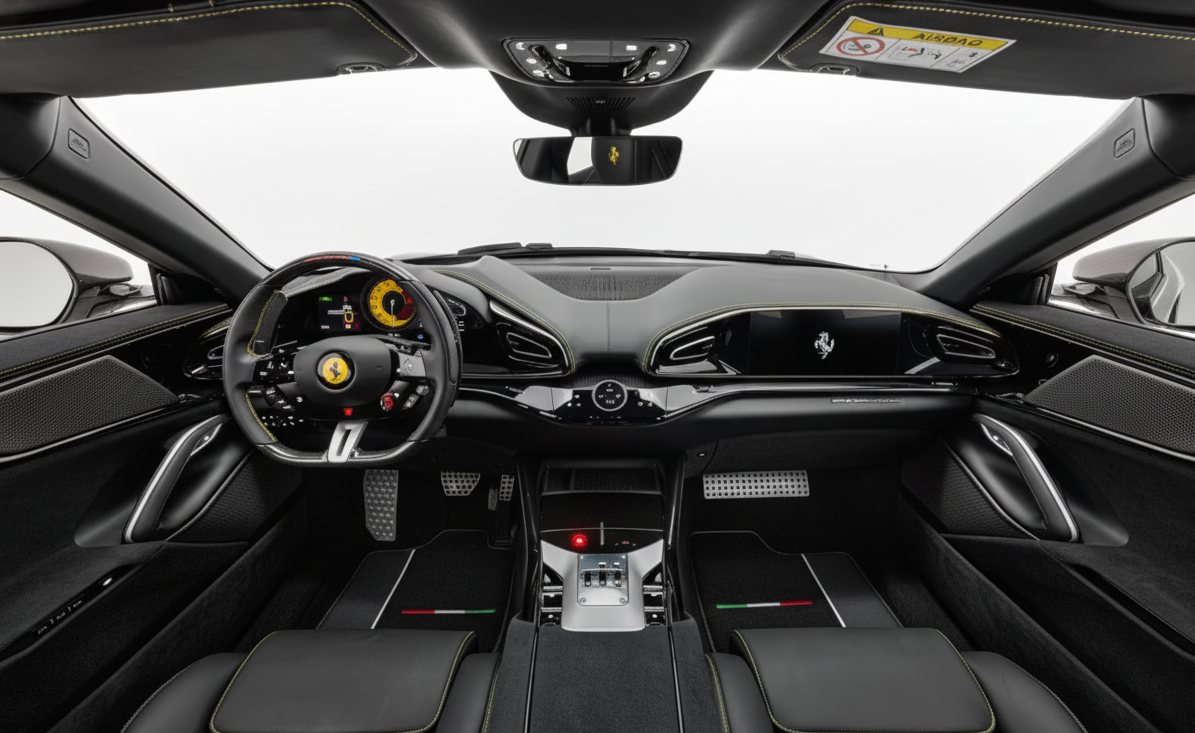 Tapis de voiture noirs pour Ferrari Purosangue avec cuir