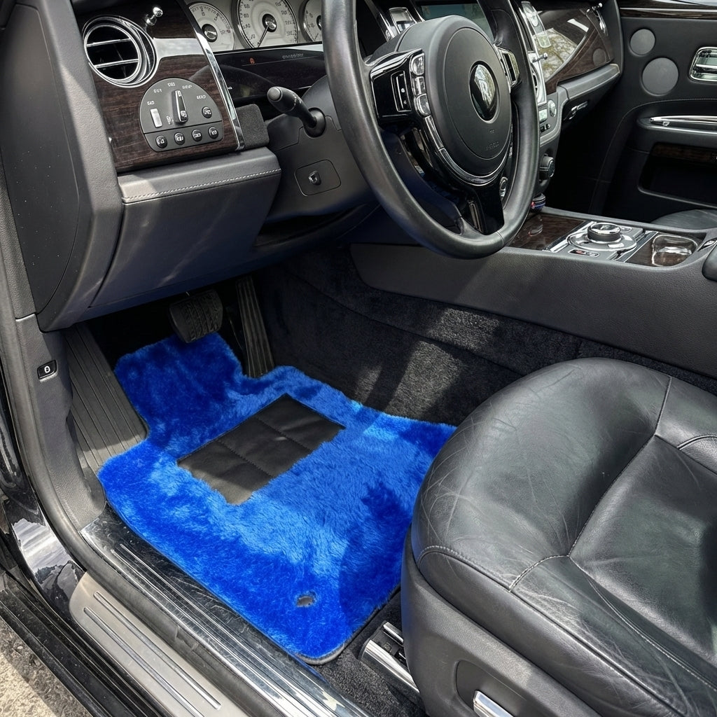 Blue Sheepskin Floor Mats for Rolls-Royce Ghost Series I (2010-2020)
