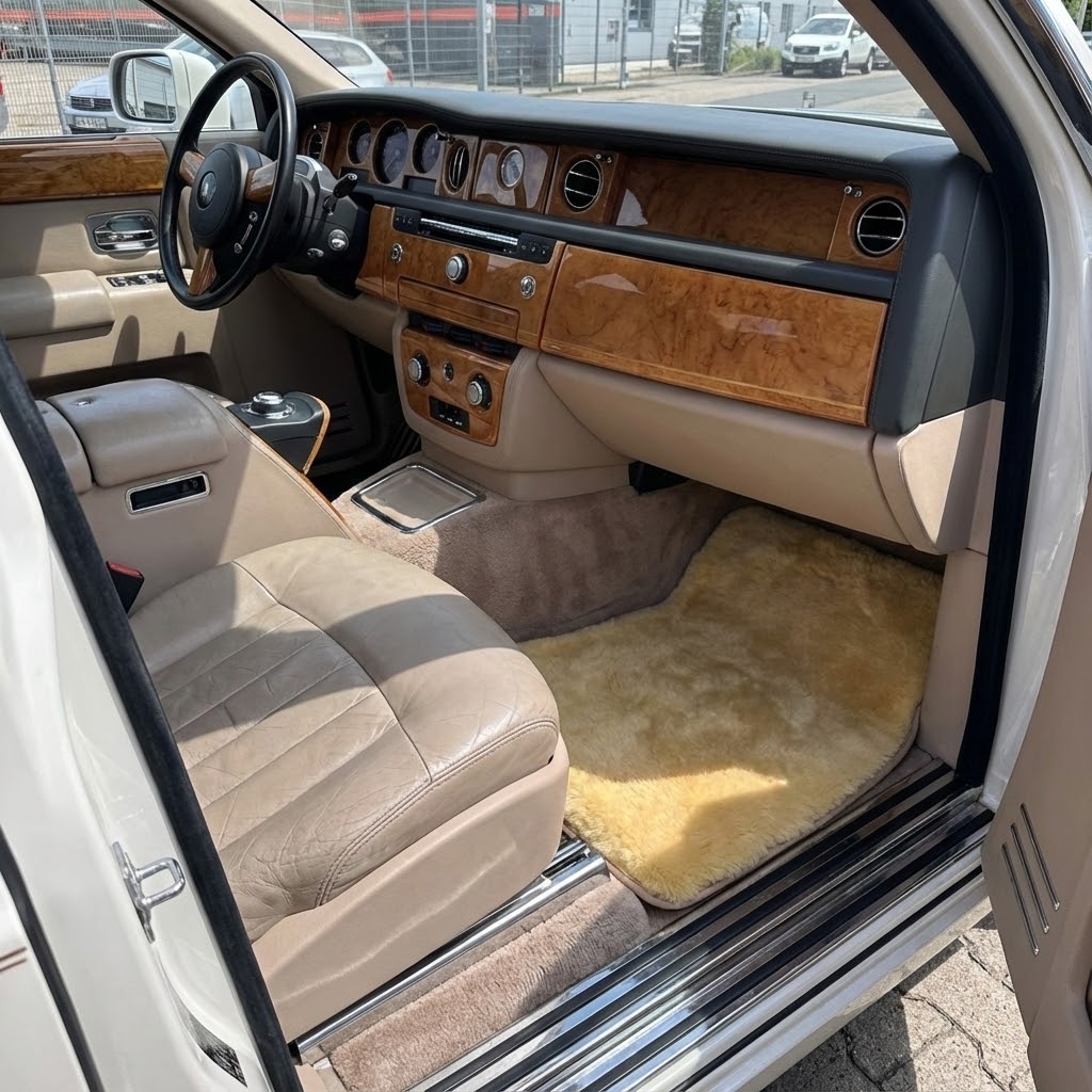 Tapis de voiture en peau de mouton médicale couleur naturelle pour Rolls Royce Phantom Drophead Coupe | Relugan